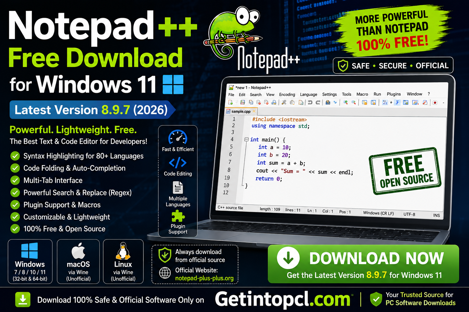 Notepad++ Free Download for windows 11