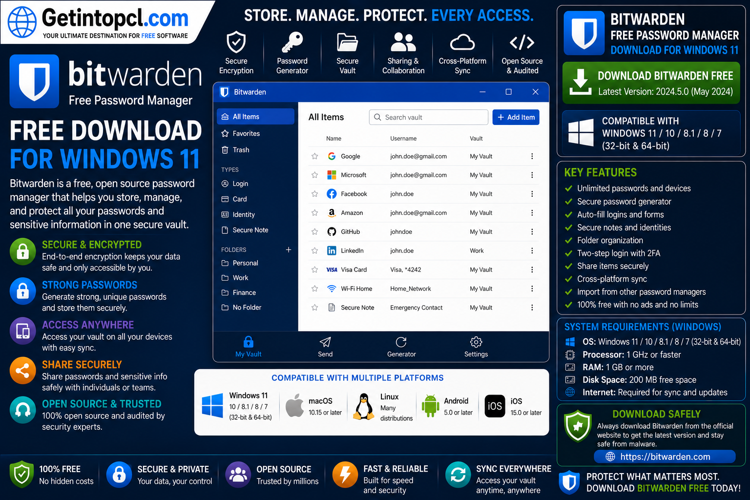 Bitwarden Free Password Manager Download for Windows 11