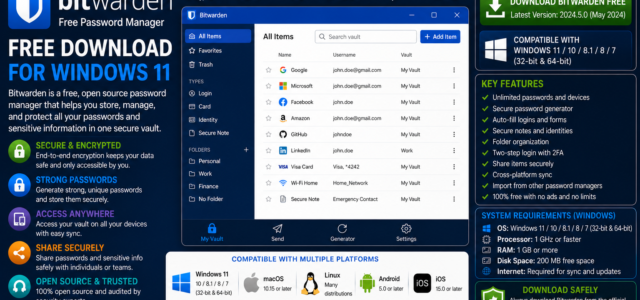 Bitwarden Free Password Manager Download for Windows 11